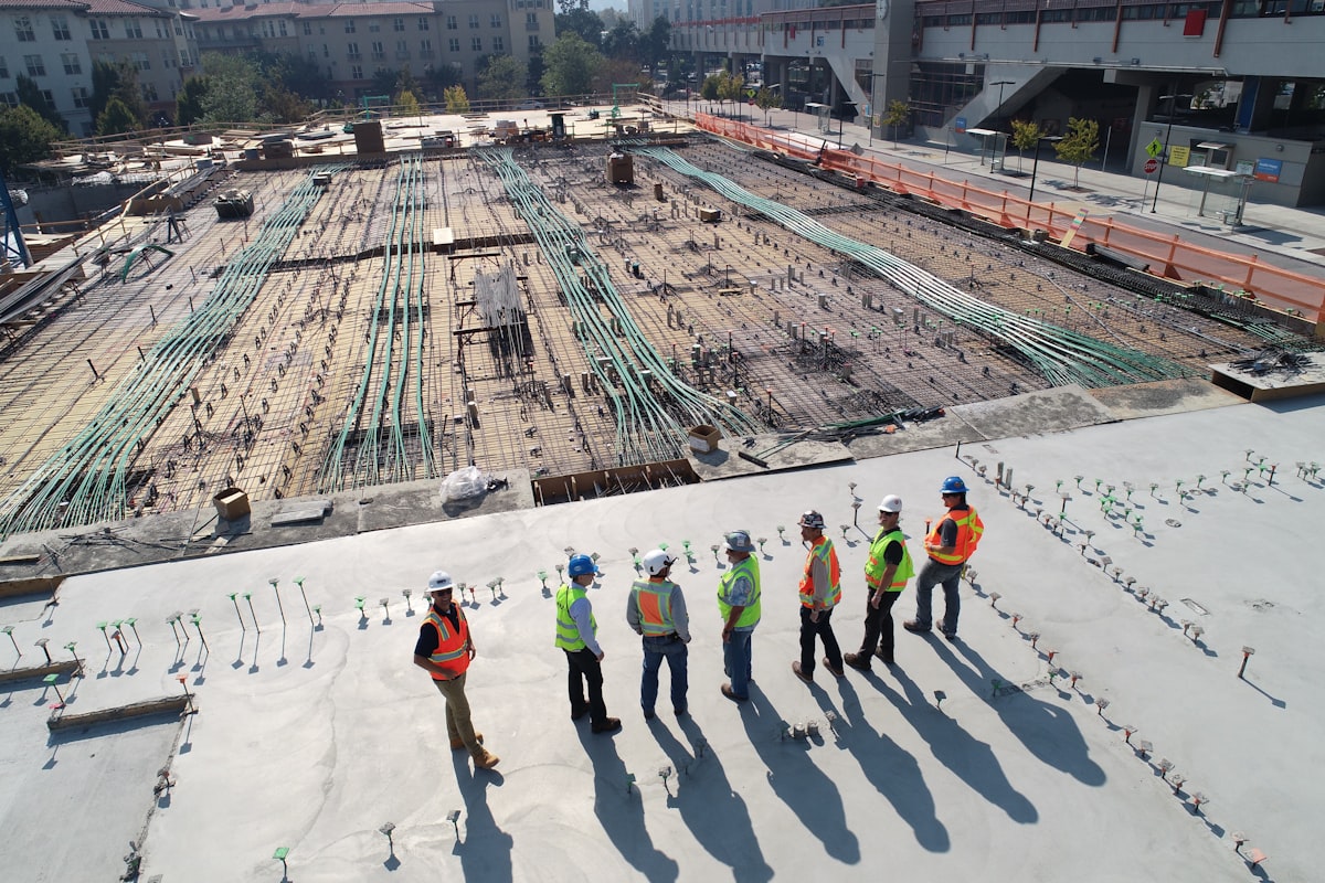 Construction team on a live project
